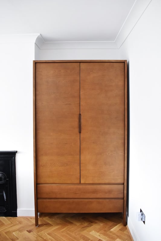 Walk-in wardrobe with custom shelving